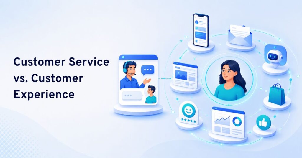 difference between customer service and customer experience